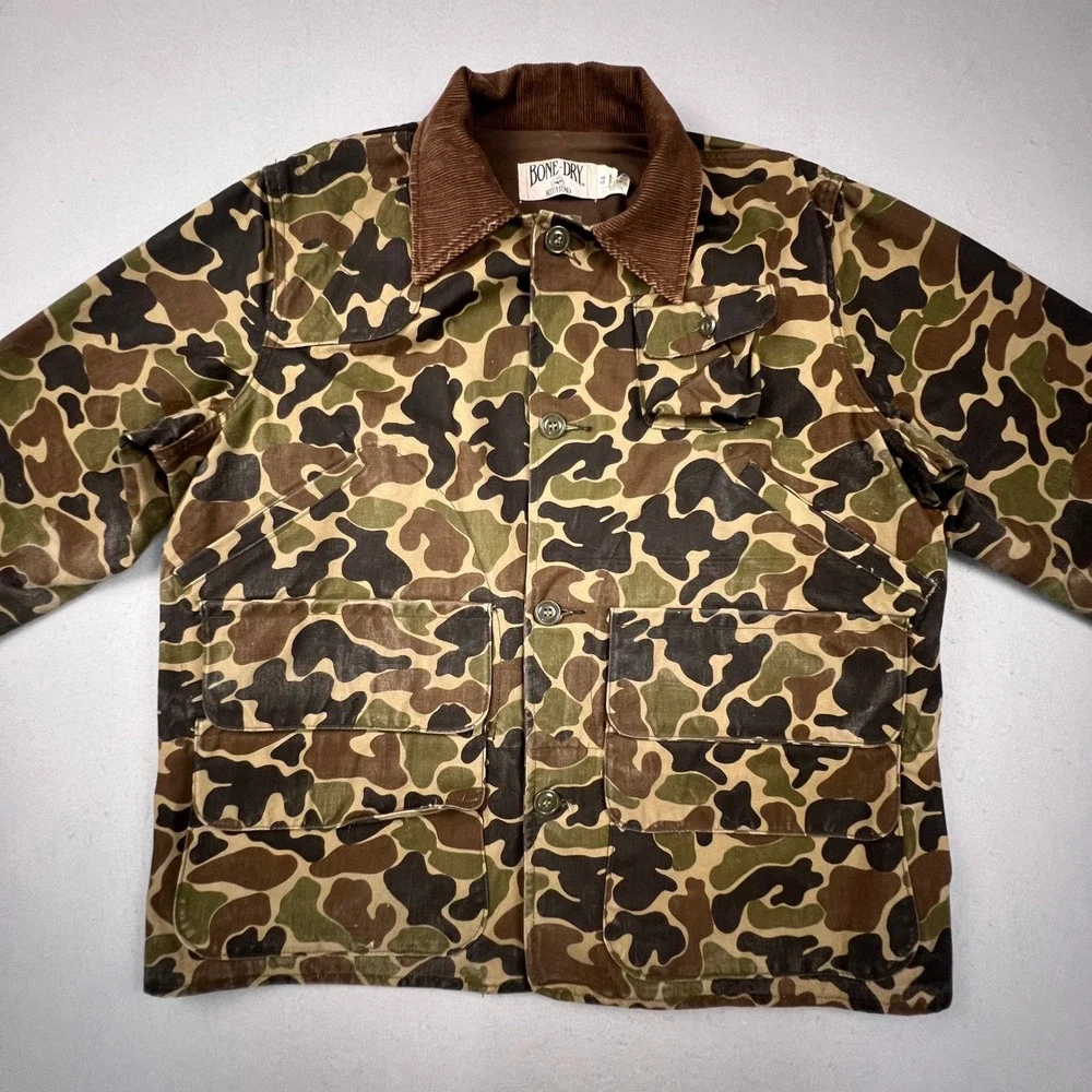 RedHead Bone-Dry Hunting Jacket Mens 44 Green Camo Corduroy Utility Field Coat
